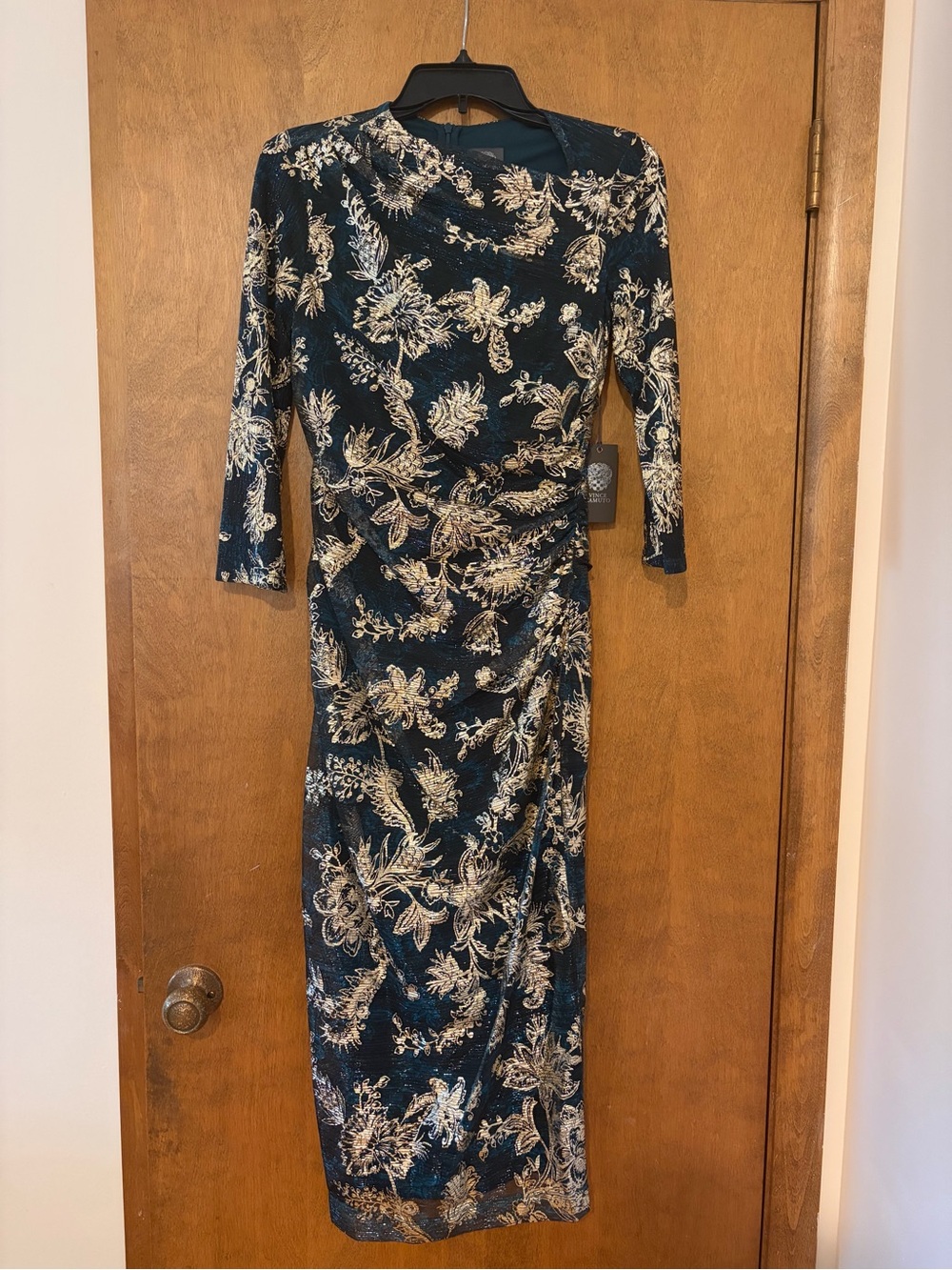 NWT Vince Camuto Teal and Gold Dress size 4